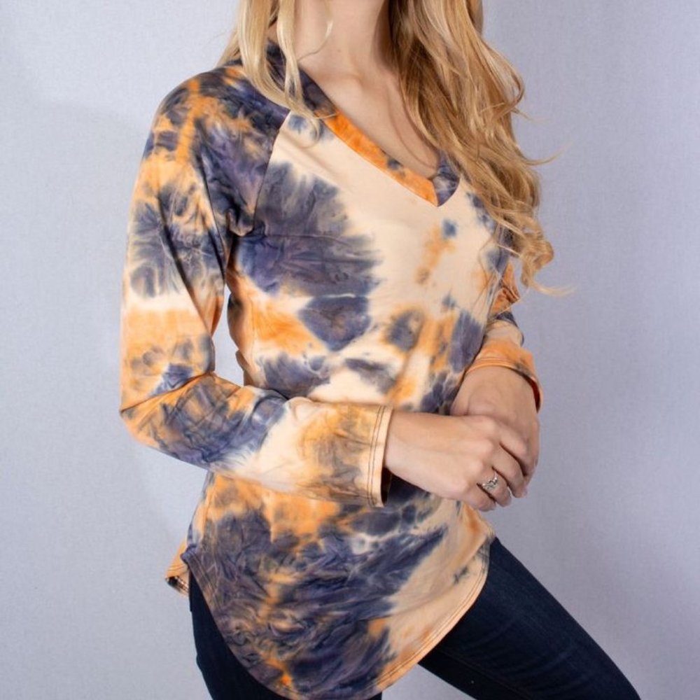 Tie Dye Long Sleeve V neck top